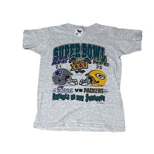 VTG Youth SZ M 1997 Shirt Super Bowl XXXI New England Patriots Green Bay Jersey